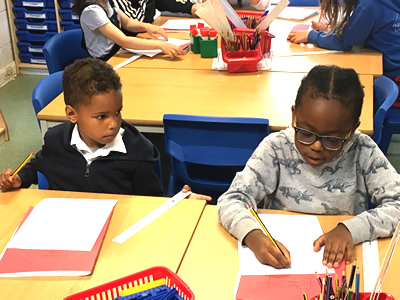 Two pupils in classroom