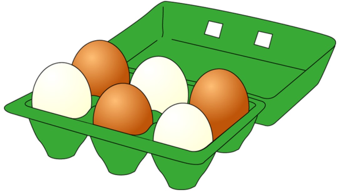 Eggbox with six eggs in it