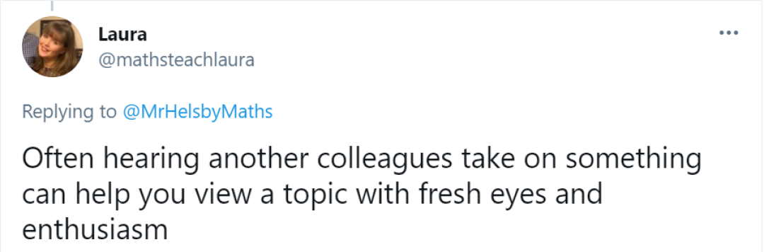 Tweet: Often hearing another colleague's take on something can help you view a topic with fresh eyes and enthusiasm